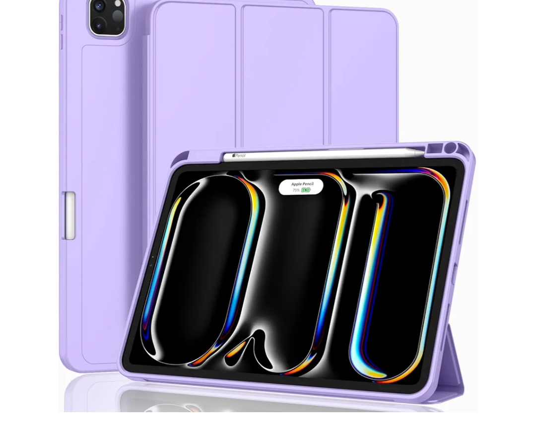 ZryXal New iPad Pro 13 Inch Case (M5) 2025 / (M4) 2024 with Pencil Holder, Smart iPad Case [Support Pencil Pro and Pencil (USB-C)], Support Touch ID and Auto Wake/Sleep (New Clove Purple)