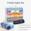 Clotho Turkish Beach Towel Set of 4 100% Turkish Cotton, Oversized & Quick Dry Sand Free Lightweight Travel & Pool Towels with Chair Bands Giftable Clear Carry Case Made in Trkiye