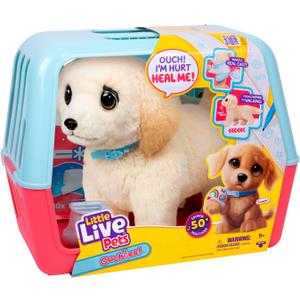 Little Live Pets Ouchies Cooper The Retriever Puppy, 50+ Sounds, Limping to Walking Puppy Toy with Vet Carrier, Interactive Toy Dog for Kids Ages 5+