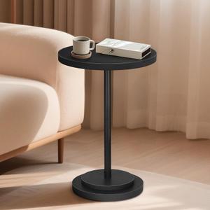 Drink Table, Small Pedestal Side Tables for Small Spaces, Wood Round Martini Table for Outdoor, Living Room and Bedroom, Black