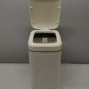 rejomiik Small Bathroom Trash Can with Lid 2.6 Gallon Step Trash Can Slim Garbage Can with Soft-Close Waste Bin for Bathroom, Bedroom, Office, Dorm, RV, Off-White