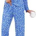 Ekouaer Pajamas for Women Set Long Sleeve Sleepwear Top & Pants Pjs Comfy 2 Piece Lounge Set with Pockets S-XXL (Blue, M)