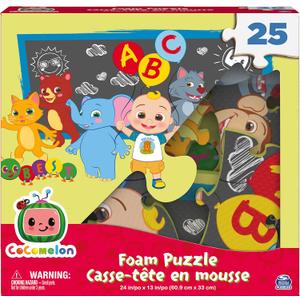 Cocomelon, 25-Piece Jigsaw Foam Squishy Puzzle ABC Best Friends JJ & Animals Musical Show, for Kids Ages 4 and up (25pcs Foam Puzzle)