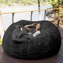Big Huge Giant Bean Bag Chair for Adults, (No Filler) Bean Bag Chairs in Multiple Sizes and Colors Giant Foam-Filled Furniture - Machine Washable Covers, Double Stitched Seams (Black,6FT)