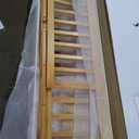 Full Size Floor Bed Frame with Slats and Center Support, Wood Full Size Montessori Floor Bed with Door and Safety Guardrail, Easy Assemble Montessori Beds for Kids, Girls, Boys, Natural