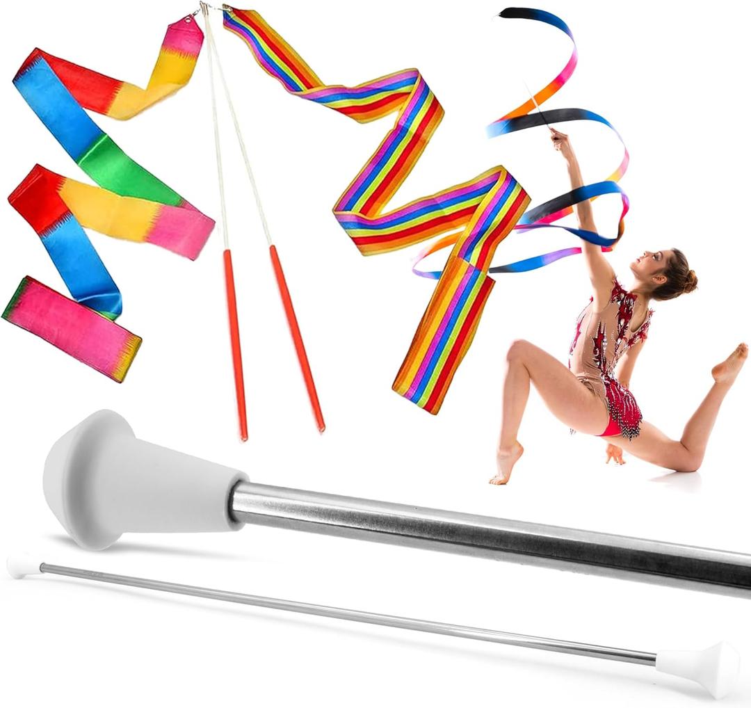 26 Inch Twirling Baton – Stainless Steel Shaft Rod for Lighter Feel Ideal for Beginners Complete with Dance Ribbon and Grip Tape