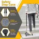 Stair Climbing Cane Half Steps for Stairs Lifts Seniors Elderly Stair Cane Walking Aids for Stability 4 Prong Base Adjustable Sticks Stair Helper Assist Devices Mobility Aids Equipment - Black