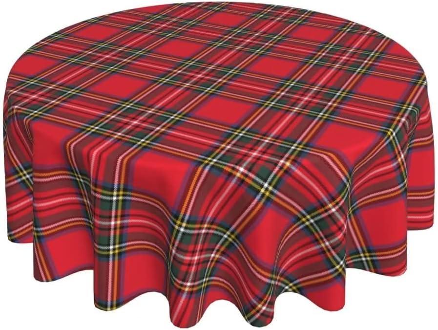 BETGINY Christmas Tablecloth 60 Inch Round Red Green Buffalo Plaid Tablecloth Dust-Proof Wrinkle Resistant Rustic Christmas Checkered Table Cloth for Holiday Party Dining
