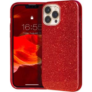MATEPROX Compatible with iPhone 13 Pro Max Case Bling Sparkle Cute Girls Women Protective Christmas Cases Cover for iPhone 13 Pro Max 6.7" 2021(Red)