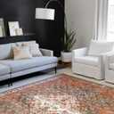 Loloi Layla Collection LAY-05 Ocean/Multi 2'-3" x 3'-9" .13" Thick Accent Rug, Soft, Durable, Vintage Inspired, Distressed, Low Pile, Non-Shedding, Easy Clean, Printed, Living Room Rug