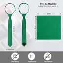 Boys Tie Pocket Square Set Pre-tied Adjustable Kids Solid Color Necktie for Age 8-12 Years with Gift Box (Emerald Green)