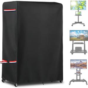Outdoor TV Cover 48 Inch Weatherproof,With Zipper 600 Heavy-Duty Waterproof Dustproof Outdoor TV Stand Covers For Mobile TV Carts With Floor Stand Base (For 45-50 Inch Mobile TV Cart)