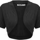 Lock and Love Women's Versatile Open Front Lightweight Short Sleeve Bolero Shrug Medium