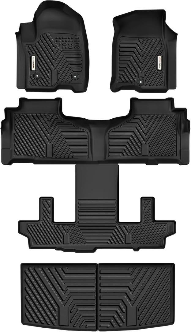 YITAMOTOR Floor Mats Compatible with GMC Yukon Chevy Tahoe 2021-2025 7 Seats, All-Weather TPE Custom Fit Tahoe Accessories (Only for Bucket Seats) 3 Row Floor Liner & Cargo Mat, Black