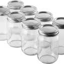 FastRack Regular Mouth Glass Mason Jars with Metal Airtight Lids | 16 oz - Pack of 8 | Large Glass Jars for Food Storage with Lids | Ideal for Canning, Fermentation, Pickling, Kombucha Brewing (EXP 01/01/36)