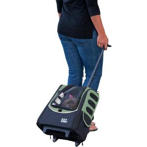 Pet Gear I-GO2 Roller Backpack, Travel Carrier, Car Seat for Cats/Dogs, Mesh Ventilation, Included Tether, Telescoping Handle, Storage Pouch, 2 Models