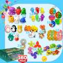 160 Pcs Fidget Toys Party Favors Pack, Randomly Selected Pop Sensory Set Gifts Stickers for Kids Adults Boy Girl Stocking Stuffers Autistic Bulk Goodie Bag Filler Treasure Box Classroom Prizes School