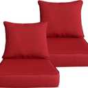 COZYVIDA Outdoor Deep Seat Cushion Set of 2, 24"x24" Seat & 25"x22.5" Back, C0 Water-Resistant Breathable Polyester, UV-Resistant 1000+ Hrs, 30D Foam with Recycled Fiber Fill,Boho Paisley,Chili