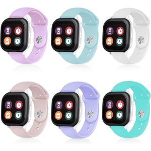 6 Pack Silicone Sport Bands Compatible with Gizmo Watch 3 Adventrue 3 2 1/Gabb Watch 3e 3 2 1/SyncUP Watch/Cosmo JrTrack Watch Band, 20mm Soft Breathable Replacement Strap