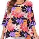 Ckikiou Plus Size Batwing Flowy Semi Sheer Chiffon Blouse Tunic for Women Summer Floral Print Boho Beach Cover ups (4340)
