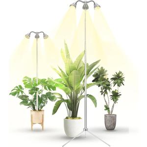 Grow Lights for Indoor Plants Full Spectrum with Detachable Tripod Stand, 10-55 Inches Height Adjustable Aluminum Alloy Indoor Plant Grow Lamp with Auto On/Off Timer Function