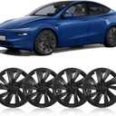19 inch Wheel Cover Hubcap Compatible with TES-la Model Y 2025 2026 (Refreshed Juniper Only), [Black] [Multi-Spoke Style] Full Cover ABS Hubcaps Accessories, with Tape & Centre Caps, 4 PCS, for 2025-2026 Model Y Juniper