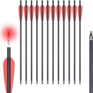 TOPARCHERY Crossbow Bolts 20 Inch（12pcs） with Lighted Nocks(6pcs), Carbon Crossbow Arrows for Practice Outdoor Hunting