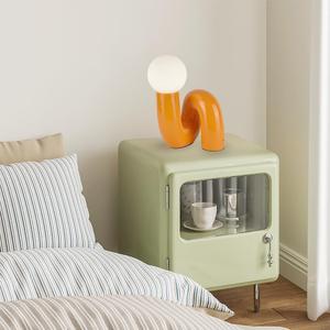 Orange Table Lamp Modern Milk White Globe Glass Table Light Modern Resin Light Fixtures for Bedside Bedroom Living Room Kid’s Room Corner Office