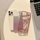 for iPhone 13 Pro, Cute 3D Butterfly Glitter Case 6.1"  Plated Slim Protective Cover with Camera Protection, Drop-Resistant Bumper for Women and Girls (Pink)