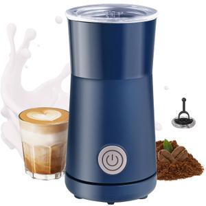 Huogary Milk Forther Simple Milk Frother and Steamer 2-in-1 Milk Steamer with Hot Milk Foam and Hot Milk for Latte, Macchiato, Cappuccinos, Blue