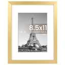 upsimples 8.5 By 11 Picture Frame, Display Pictures 6x8 with Mat or 8.5 x 11 Without, Wall Hanging Photo Frames, Gold, 1 Pack