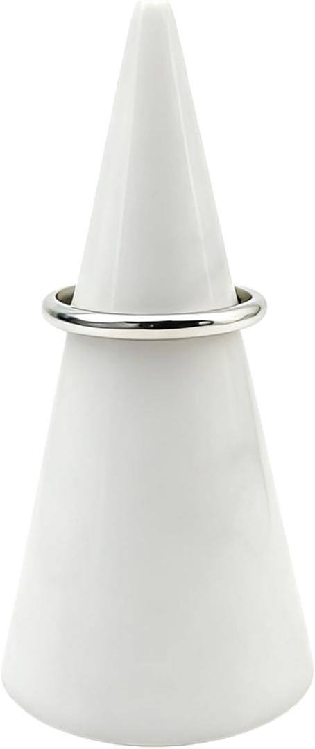 Natural Marble Ring Tower Cone Holder for Engagement Wedding Rings Jewelry Display Stand Room Decor Carrara White