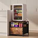 Unionly 180 lb Mini fridge Table with Drawer fridge Shelf, Smal fridge cabinet with storage,Heavy Duty Mini Fridge Standwith Charging Station, 4 Adjustable Feet for Home Kitchen Rustic Brown, 19.69"D x 19.69"W x 17.72"H
