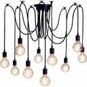 Spider Light Chandelier Spider Pendant Light Fixture Edison Chandelier 10 arms Vintage Industrial Steampunk Hanging Ceiling Multi DIY (10Arms with 78in light cord)