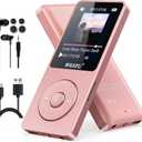 RUIZU 64GB MP3 Player with Bluetooth 5.3, 1.8" Screen Portable Music Player, FM Radio, Voice Recording, EBook, Shuffle Single Loop, 80H Digital Audio Video Playback, Lightweight, Support 128GB TF Card (Pink)