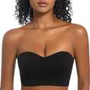 PRETTYWELL Strapless Bra for Women Comfort Non-Slip Seamless Padded Bandeau Bras Wireless Tube Top Bra with Multi-Way Straps Black XL