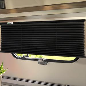 RV Blinds for Camper Windows, Camper Replacement Blinds, Privacy Protection, RV Window Shades for RV, Camper, Travel Trailer, Black (74" W x 42" L)