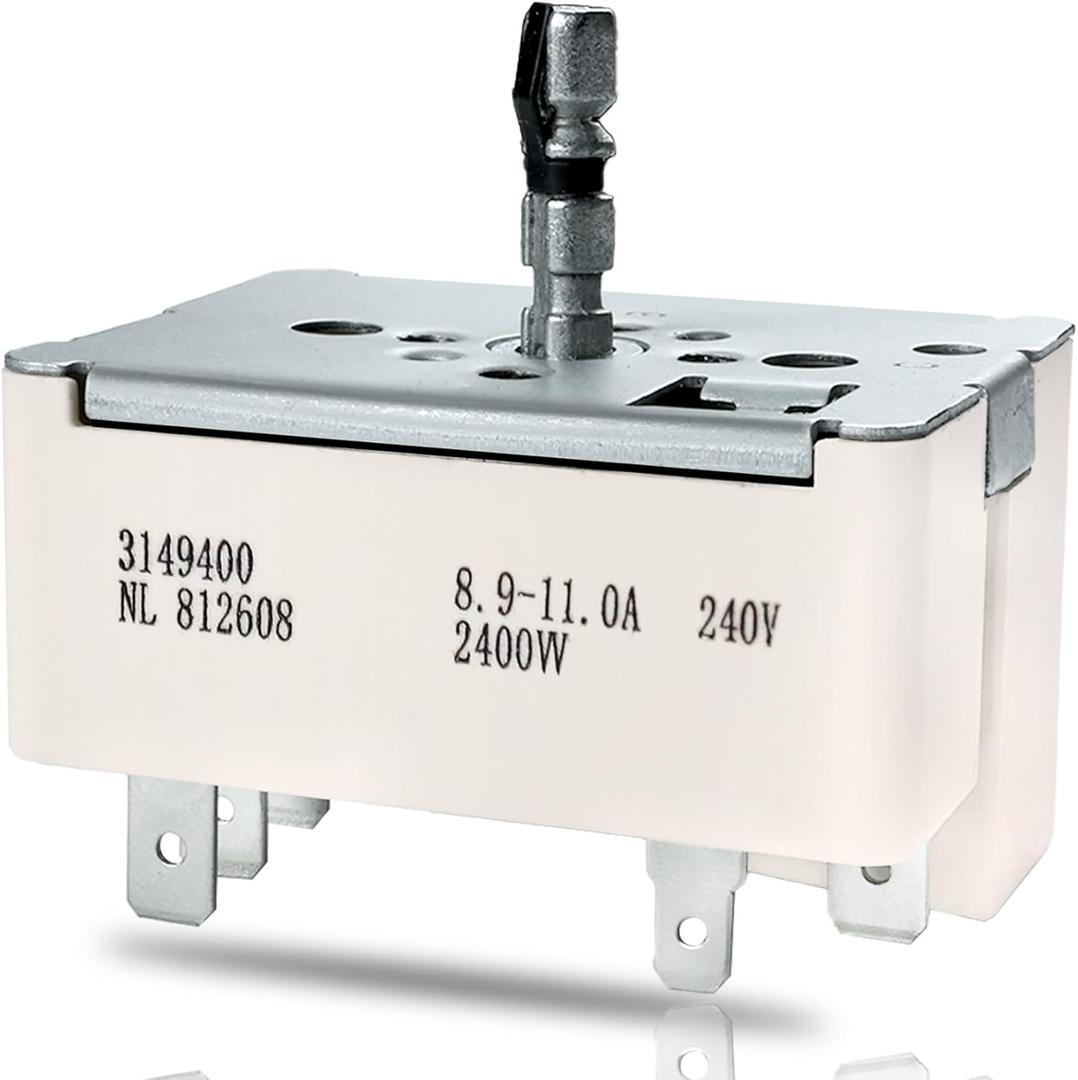 3149400 3148954 WP3149400 3148953 Range Surface Burner Infinite Switch for Large 8 Inch Burner Replace Parts: 2786 AP6007666 PS11740783 EAP11740783 310180 311846 311858 311859 Fits for Whirlpool