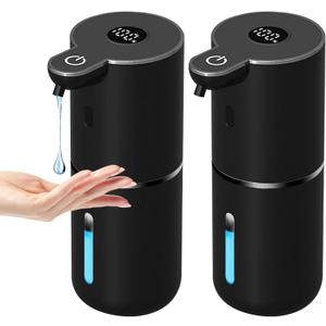 OHIFAST 2 Pack Automatic Liquid Soap Dispenser Touchless, USB Rechargeable Smart Hand Soap Dispenser, 6-Level Adjustable, 12.8oz/380mL, Compatible with Thick Thin Dish Soap for Bathroom Kitchen-Black