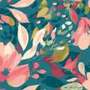 Flowing Flowers Teal Wall Mural, MUR363M