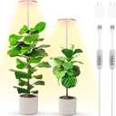 LBW Plant Grow Light,72 LEDs Full Spectrum Grow Lights for Indoor Plants,Bamboo Plant Lights with 4/8/12H Timer,Height Adjustable,Ideal for Large Tall Plants,Bamboo,2 Pack