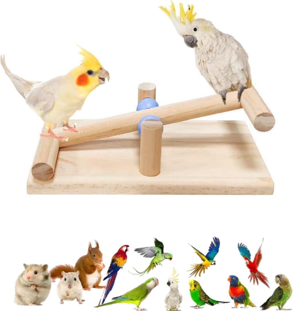 Wooden Balance Bird Seesaw Professional Parakeet Toys Cockatiel Toys Training Tool for Bird Perch Accessories