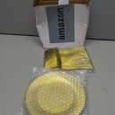 N9R 60pcs Gold Plastic Dessert Plates with Forks, Include 30pcs Disposable Dessert Plates 7 inch, 30pcs Gold Plastic Forks 7.4 inch for Parties Weddings Birthday
