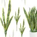 3 Pack Faux Snake Plants 31in Artificial UV Resistant Snake Outdoors Fake Sansevieria Plastic Plant with Large Green Leaves Greenery for Home Indoor Floor Office Store Front Porch Decorations