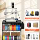 AHOWPD 3D Printer Stand with Filaments Storage - 3D Printer Table Filament Storage Rack Heavy Duty 3D Desk for Workshop Studio Office (Black)