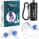 2 Pairs Concert Ear Plugs, Hearprotek Reusable High Fidelity Noise Reduction Music Ear Plugs for Ear Protection-Soft Hearing Protection Earplugs for Concerts, Musicians, Events (Petite Size) (Blue)