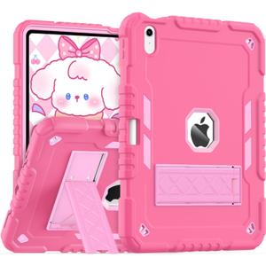 ZoneFoker for iPad (A16) Case 11th Generation 11 inch 2025 / iPad 10th Generation 10.9 inch 2022, Heavy Duty Durable i Pad 11/10 Gen Cover with Pencil Holder/Stand (Pink)