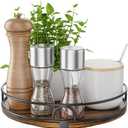 LAMU 9'' Lazy Susan Organizer for Table Top,Wooden Lazy Susan Turntable for Cabinet,Kitchen,Spice Organization,Bathroom Vanity,Rotating Pantry Storage for Table Decor