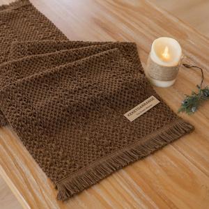 Keketoarrange Boho Brown Table Runner for Home Decor 13x48 Inches Farmhouse Small Macrame Woven Burlap Jute Rustic Coffee Table Runner Dresser Scarf Dining Kitchen Centerpiece Bohemian Decor
