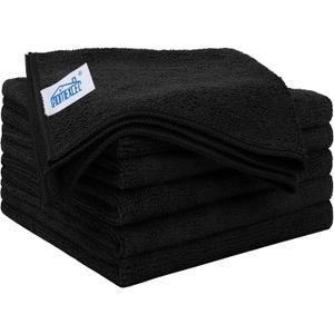 HOMEXCEL Black Microfiber Cleaning Cloth 50 Pack, 12.5 x 12.5 inch Microfiber Towels for Cars, Ultra Absorbent Car Washing Cloth, Lint Free Streak Free Cleaning Rags for Car, Kitchen, and Window